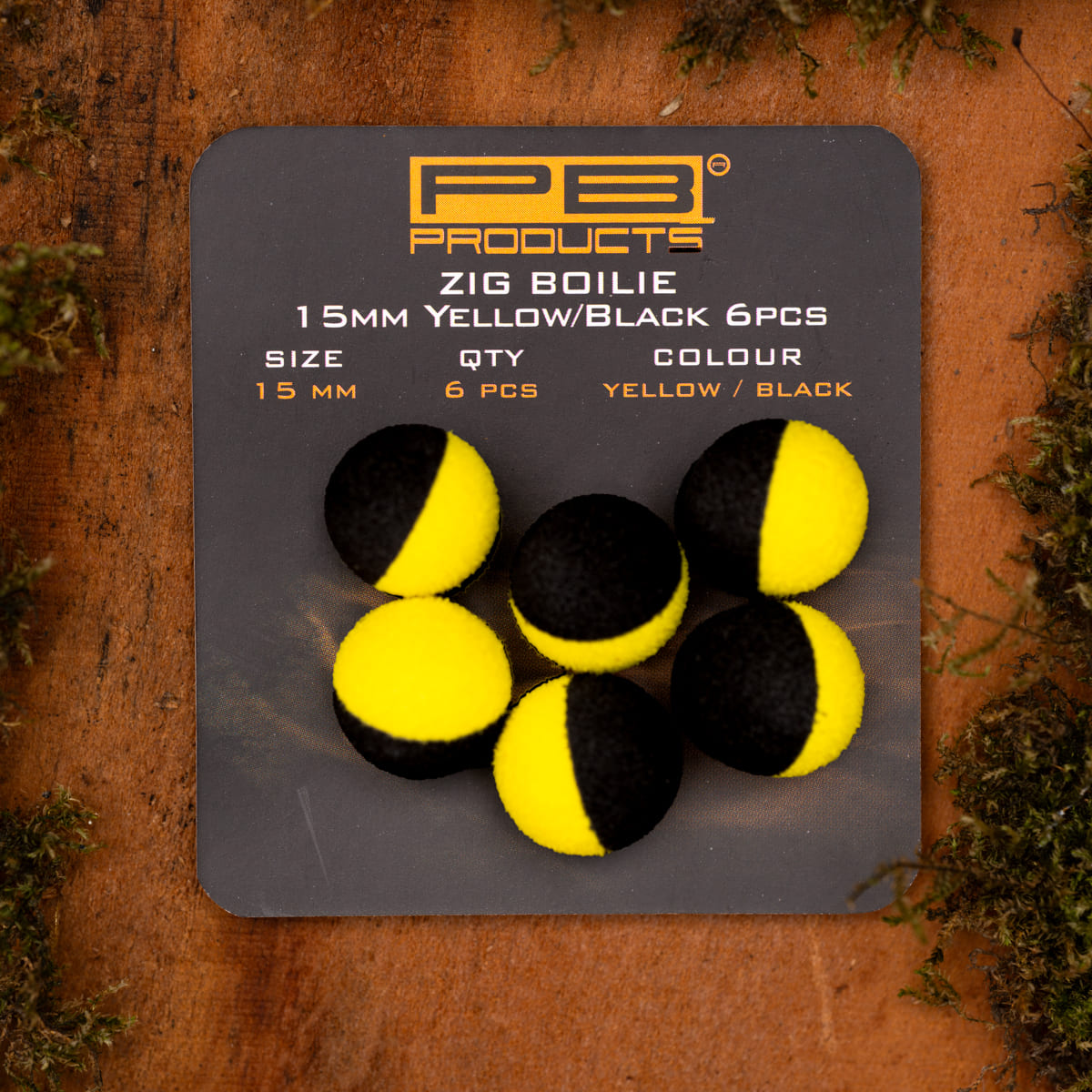 Zig Boilie Yellow & Black 12mm/15mm (6pcs)